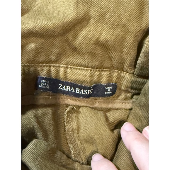 Zara Basic Women Paperbag Ankle Pants Size Small Wide Leg Dark KHAKI‎ Brown Y2K - Picture 5 of 10